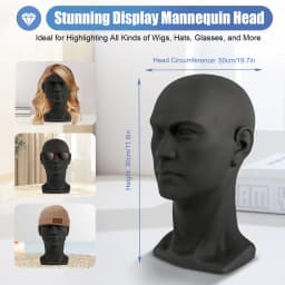 50cm Male Model Head PVC Wig Head Decorative Head Mannequin Head Hat Glasses for Wigs, Hats, Turbans, Necklaces and Hairstyles