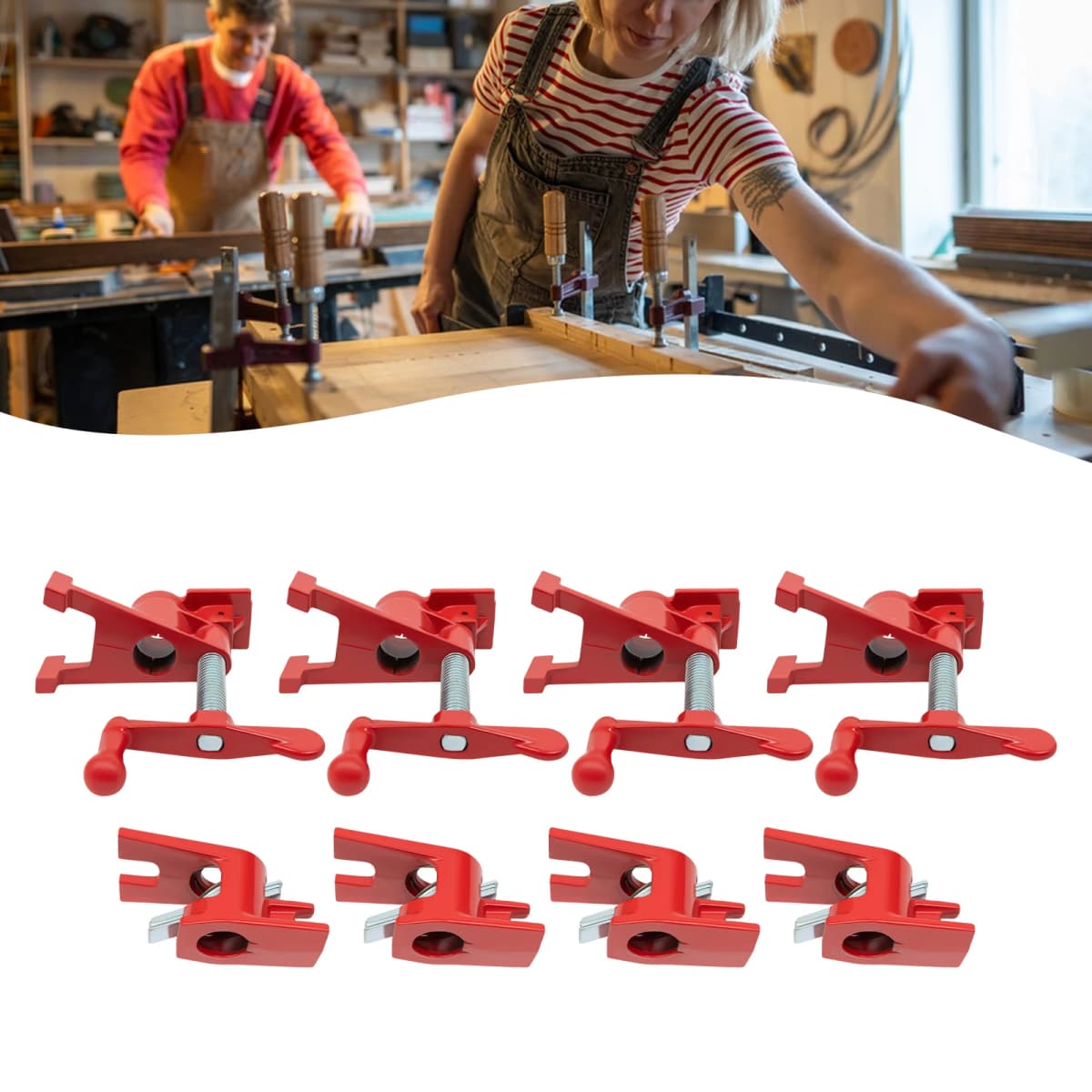 4 Pack 3/4" Wood Gluing Pipe Clamp Set Heavy Duty Woodworking Cast Iron Clamps for Securing Boards for 3/4" Threaded Pipe