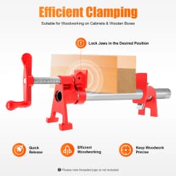 4 Pack 3/4" Wood Gluing Pipe Clamp Set Heavy Duty Woodworking Cast Iron Clamps for Securing Boards for 3/4" Threaded Pipe