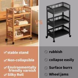 50*30*80CM Storage Organizer Rack Utility Bamboo Home Kitchen Trolley Shelf Multifunctional Movable Gap Snack Storage Rack