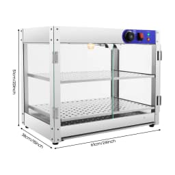 2 Tiers Food Warmer Display Cabinet with Food Clip, 800W Stainless Steel Food Buffet Counter for Restaurants 220V
