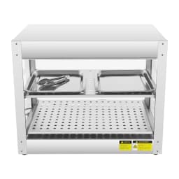 2 Tiers Food Warmer Display Cabinet with Food Clip, 800W Stainless Steel Food Buffet Counter for Restaurants 220V