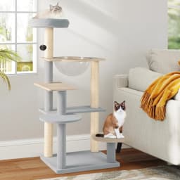 Wooden Cat Scratching Post with Platforms & Space Capsule & Sisal Posts & Toy, Small Cat Scratching Post, Cat Furniture