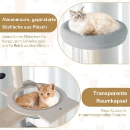 Wooden Cat Scratching Post with Platforms & Space Capsule & Sisal Posts & Toy, Small Cat Scratching Post, Cat Furniture