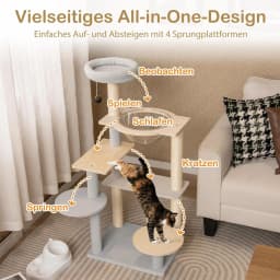 Wooden Cat Scratching Post with Platforms & Space Capsule & Sisal Posts & Toy, Small Cat Scratching Post, Cat Furniture