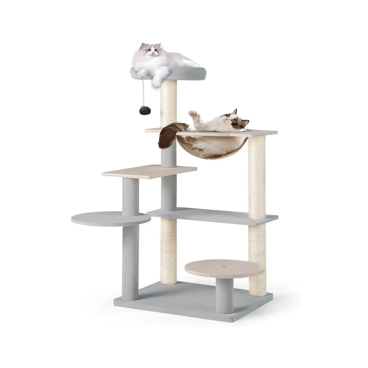 Wooden Cat Scratching Post with Platforms & Space Capsule & Sisal Posts & Toy, Small Cat Scratching Post, Cat Furniture