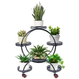 Plant Stand, Trolley, Flower Shelf Made of Iron with Six Levels and Four Wheels for Indoor and Outdoor Use Flower Pot Holder