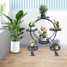 Plant Stand, Trolley, Flower Shelf Made of Iron with Six Levels and Four Wheels for Indoor and Outdoor Use Flower Pot Holder