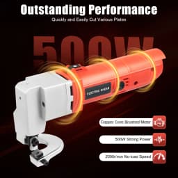 220V 500W Electric Scissors, 2000r/min No-load Speed, Cuts 2.5mm Mild Steel 1.5mm Stainless Steel, 11.41in Compact Size
