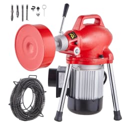 SucceBuy Drain Cleaner Machine 66FT 250W Electric Sewer Snake Auger Manual Feed Pipe Cleaner with 2 Sectional Steel Cables