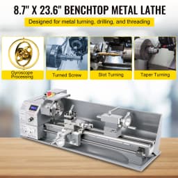 SucceBuy Metal Lathe 220 x 600MM 750W Infinitely Variable Speed Mini Lathe Machine LED Screen for Counter Face Turning Driling