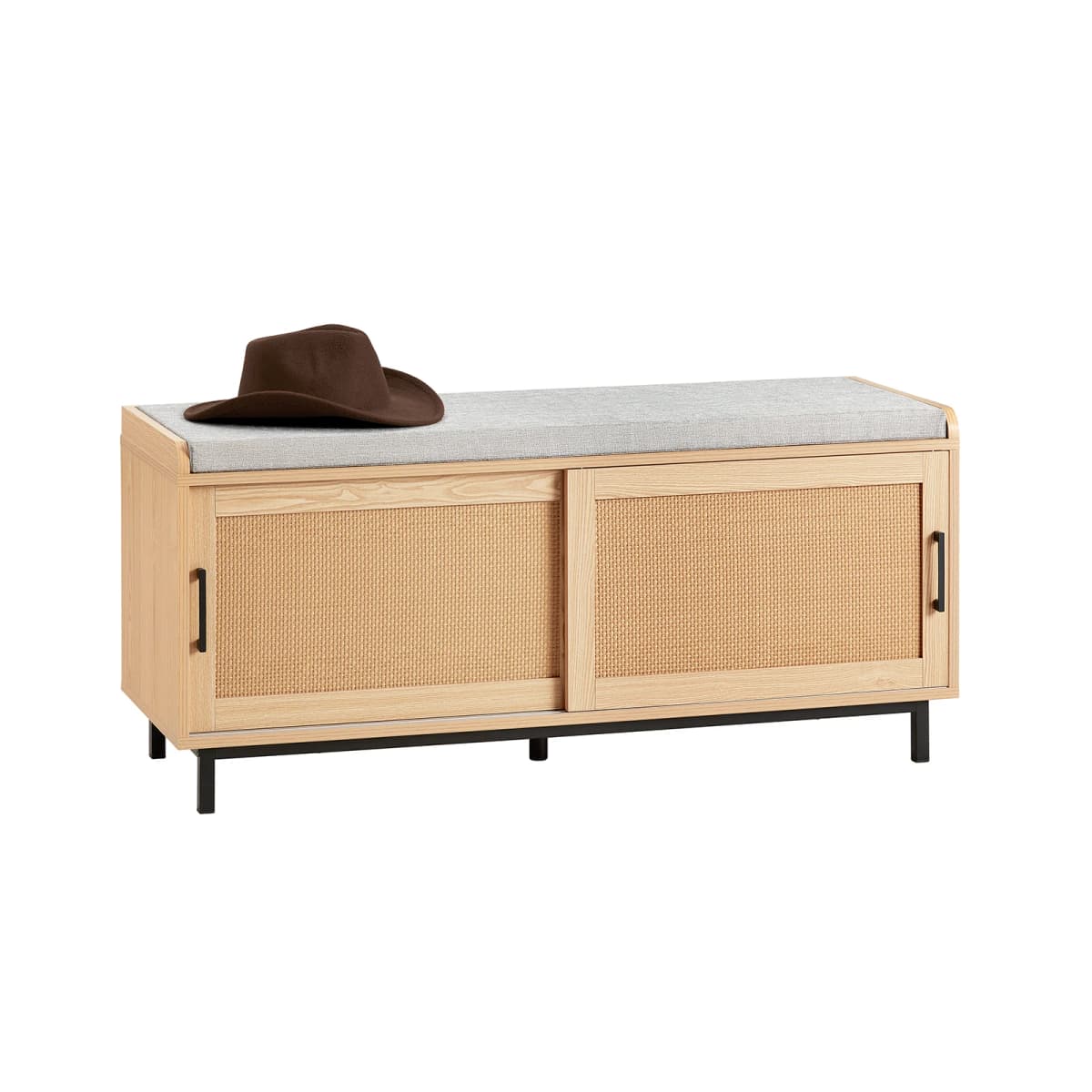 SoBuy FSR154-N Shoe bench with seat plank with sliding doors Bench with storage seat chest of drawers shoe rack narrow