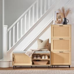 SoBuy FSR154-N Shoe bench with seat plank with sliding doors Bench with storage seat chest of drawers shoe rack narrow