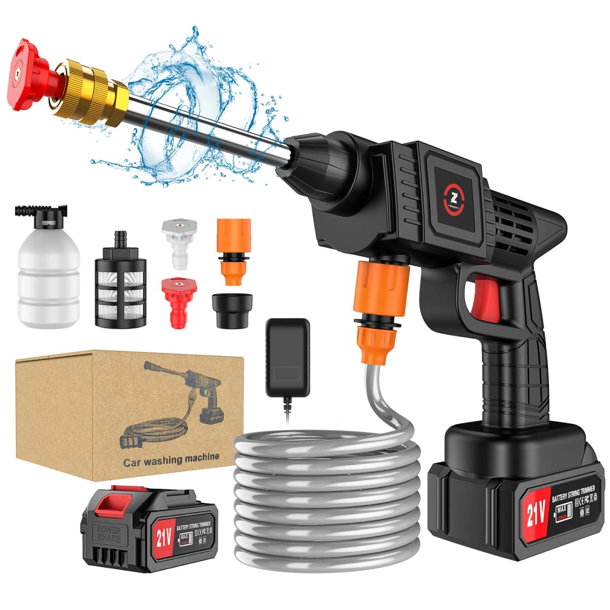20000mAh Cordless High-Pressure Cleaning Machine 200W Portable 50BAR Pressure Washing Machine Household Car Washing Tool