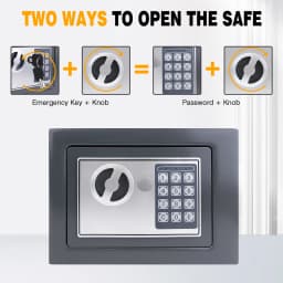 Fireproof Waterproof Home Safe, Home Security Cash Box Cabinet Valuables Protection with Double Digital Keypad & 2 Keys, Grey