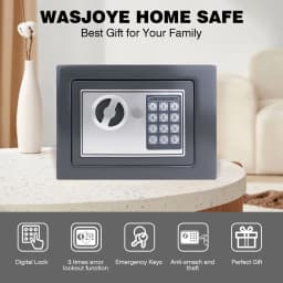 Fireproof Waterproof Home Safe, Home Security Cash Box Cabinet Valuables Protection with Double Digital Keypad & 2 Keys, Grey