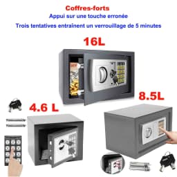 Fireproof Waterproof Home Safe, Home Security Cash Box Cabinet Valuables Protection with Double Digital Keypad & 2 Keys, Grey