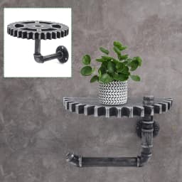 2Piece Floating Shelves Retro Industrial Iron Water Pipe Gear Design Wall Shelf Water Pipe Ledge Floating Shelf for Home Kitchen