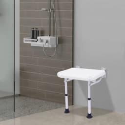 Wall Mounted Folding Shower Seat Adjustable Height 220lbs Capacity Foldable for Bathroom Elderly Foldable Shower Bench