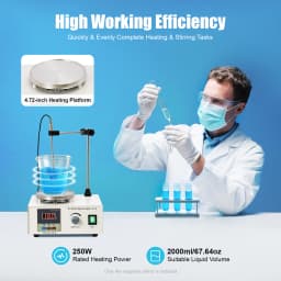 Laboratory Magnetic Mixer 5W Motor 250W Heater Digital Display Anti-Corrosion 304 Stainless Steel Tabletop Stirrer