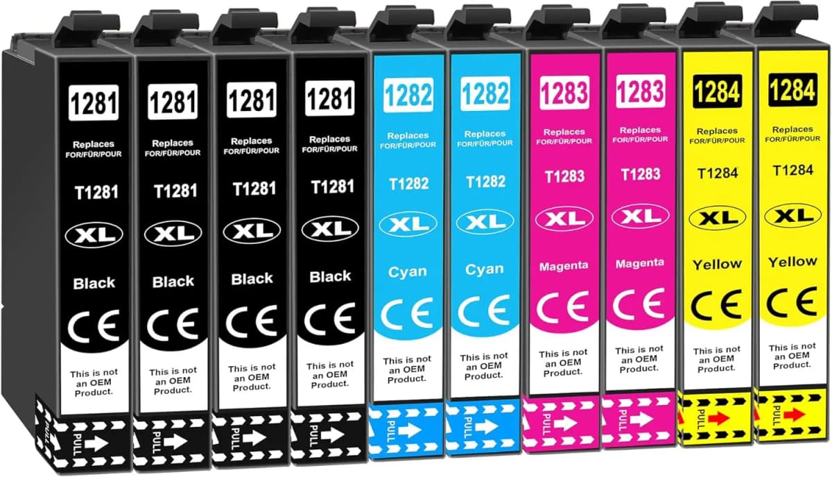 Jhaan 10x T1285 Printer Cartridges Compatible with T1281 T1282 T1283 T1284 for Ep Stylus Office BX-305 S-22 SX-125