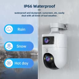 JOOAN 4K 6MP HD Wifi PTZ Camera Outdoor Dual Lens Dual Screen AI Tracking Color Night Vision Security Protection IP Camera