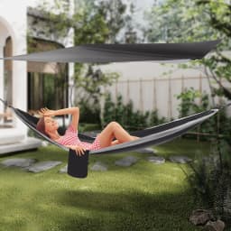 Nylon Fabric Portable Single & Double Size Outdoor Camping Hiking Garden Hammock for Backpacking Travel Sleeping