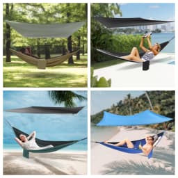 Nylon Fabric Portable Single & Double Size Outdoor Camping Hiking Garden Hammock for Backpacking Travel Sleeping