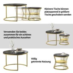 Rosahqnda Set of 2 Set tables Modern Round Couch tables with Storage, Sofa Side tables living room furniture