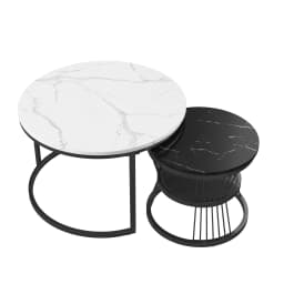 Rosahqnda Set of 2 Set tables Modern Round Couch tables with Storage, Sofa Side tables living room furniture