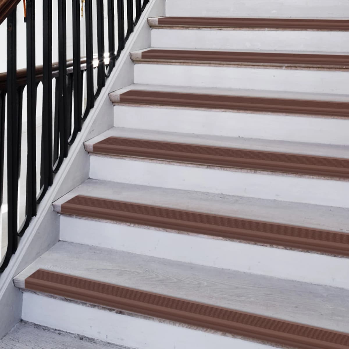 10m Brown Non-Slip Stair Strips Non-Skid Home Flexible PVC Stairs Non Slip Safety Strips for Staircase Skateborad and Deck
