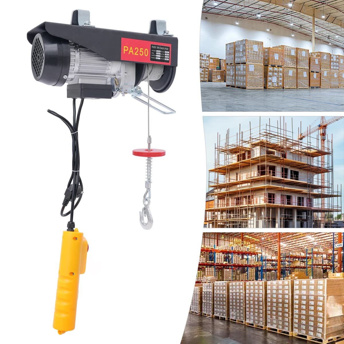 Electric Lift With Cable Remote Control For Garage Warehouse Two Lifting Modes Electric Hoist