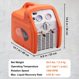 SucceBuy 3/4 1HP Refrigerant Recovery Machine Portable AC Recovery Machine 60Hz Recovery Machine HVAC for Car Air Conditioning