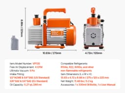 SucceBuy Vacuum Pump & Oil Bottle 3.5CFM/4CFM/5CFM 1-Stage or 6CFM 9CFM 2-Stage, R134a R22 R410a Systems Conditioner Maintenance