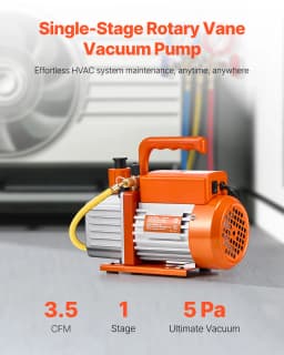 SucceBuy Vacuum Pump & Oil Bottle 3.5CFM/4CFM/5CFM 1-Stage or 6CFM 9CFM 2-Stage, R134a R22 R410a Systems Conditioner Maintenance