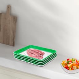 4Pcs Food Preservation Tray Refrigerator Organizer Kitchen Tool Seafood Beef Ham Fresh Keeping Fresh Spacer Reusable Container