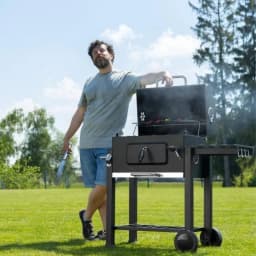Charcoal Barbecue, Grill Cart, Includes 2 Grills, Shelves with Hooks, Adjustable Charcoal Tray, Barbecue Cart | Charcoal Grill