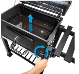 Charcoal Barbecue, Grill Cart, Includes 2 Grills, Shelves with Hooks, Adjustable Charcoal Tray, Barbecue Cart | Charcoal Grill