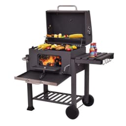 Charcoal Barbecue, Grill Cart, Includes 2 Grills, Shelves with Hooks, Adjustable Charcoal Tray, Barbecue Cart | Charcoal Grill