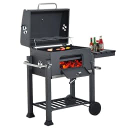 Charcoal Barbecue, Grill Cart, Includes 2 Grills, Shelves with Hooks, Adjustable Charcoal Tray, Barbecue Cart | Charcoal Grill