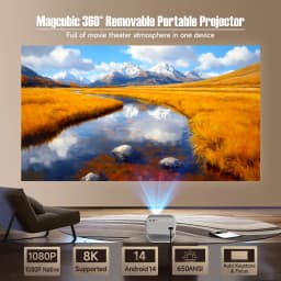 Magcubic 8K Android14 Projector L018 650ANSI Auto Focus & Keystone 1080P 360° Rotate Wifi6 BT5.4 Portable Movie Outdoor Airmouse