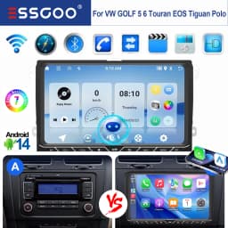 ESSGOO For VW GOLF 5 6 Touran EOS Tiguan Polo Android 14 9" Carplay Android auto Car Stereo Radio GPS NAV WIFI BT AI Control SWC