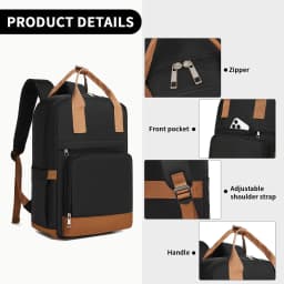 KONO WOMEN'S Waterproof Laptop Backpack with 15.6 Inch Laptop Compartment headphones Connector Ergonomic Ideal for School & Travel