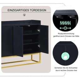Elegant Modern Sideboard - 4-Drawer Storage Cabinet, Metal Bottom Rack Gold Base wardrobe for Living Room Dining Room Entryway