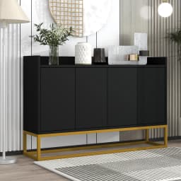 Elegant Modern Sideboard - 4-Drawer Storage Cabinet, Metal Bottom Rack Gold Base wardrobe for Living Room Dining Room Entryway