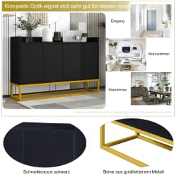 Elegant Modern Sideboard - 4-Drawer Storage Cabinet, Metal Bottom Rack Gold Base wardrobe for Living Room Dining Room Entryway