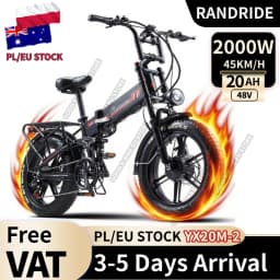 RANDRIDE YX20M-2 Folding Electric Bike 2000W 20Ah Two-Engine Electric Bike with Hydraulic Brakes and Double Fork