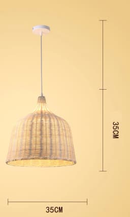 Natural Bamboo Pendant Light Country Style Wicker Lamp Shade E27 Handmade Woven Chandelier Ceiling Light Fixtures for Restaurant