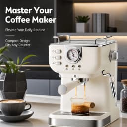 NEW Coffee Maker 1050W 1.5L Large Capacity Semi Automatic 20bar High Pressure Extraction Coffee Machine for Home Cafes