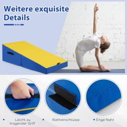 Slanted Gymnastics Mat, Wedge-shaped Soft Floor Mat, Foldable, 2-in-1 Gym Mat with Carry Handle, Sports Mat, Fitness Mat